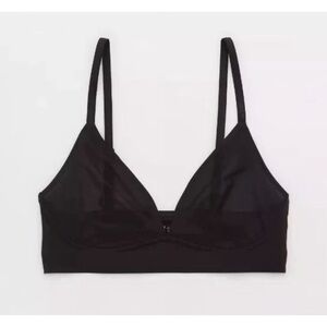 AERIE NWT - Black Bralette Smoothes Mesh Sheer